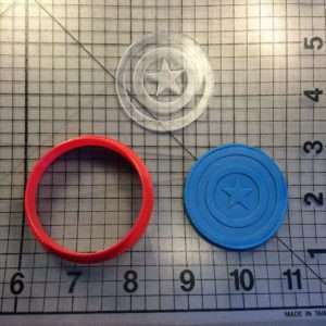 Captain America Shield 100 Cookie Cutter and Stamp (embossed 1)