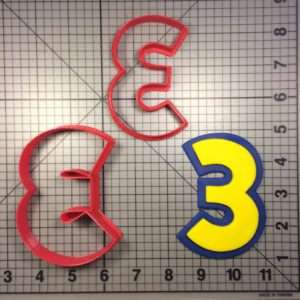 Yellow Blue Number 3 Cookie Cutter Set