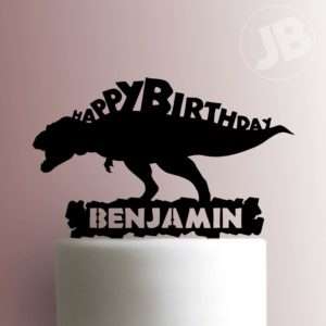 Custom Dinosaur Happy Birthday Name 225-B434 Cake Topper