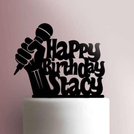 Custom Microphone Happy Birthday Cake Topper 100