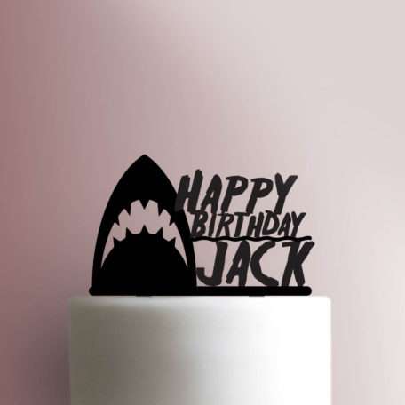 Custom Shark Happy Birthday Cake Topper 100