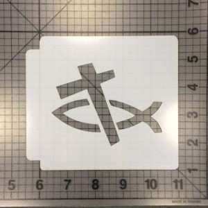 Christian Fish and Cross Stencil 100