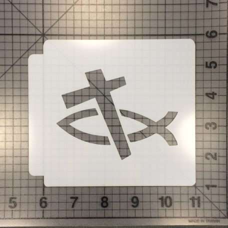 Christian Fish and Cross Stencil 100