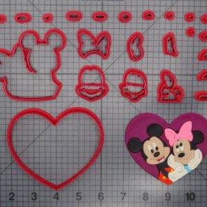 Mickey Mouse and Minnie Mouse Heart 266-E597 Cookie Cutter Set