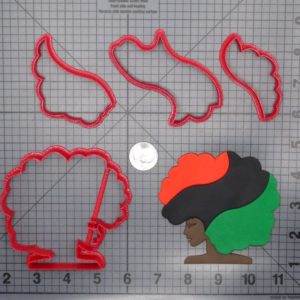 African Flag Afro Girl Head 266-E696 Cookie Cutter Set