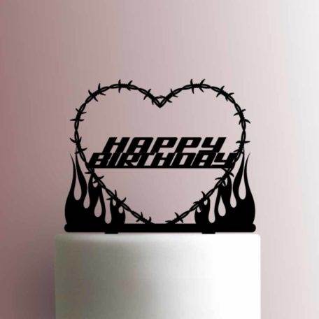Barbed Wire Heart Happy Birthday 225-A352 Cake Topper