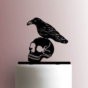 Skull with Crow Bird 225-A579 Cake Topper