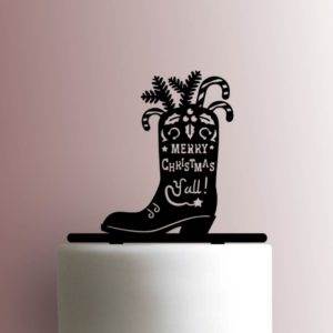 Cowboy Boot Merry Christmas Yall 225-A566 Cake Topper