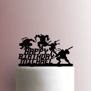Custom Teenage Mutant Ninja Turtles Happy Birthday Name 225-A539 Cake Topper
