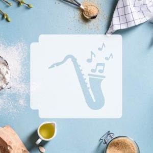 Saxophone with Music Notes 783-E765 Stencil