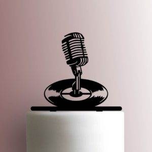 Microphone with Record 225-A741 Cake Topper