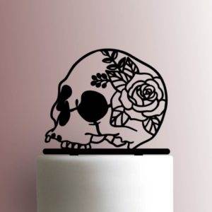 Skull with Rose Flower 225-A756 Cake Topper