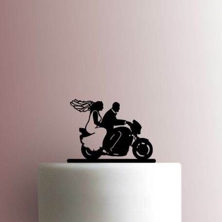 Motorcycle Wedding Couple 225-B027 Cake Topper