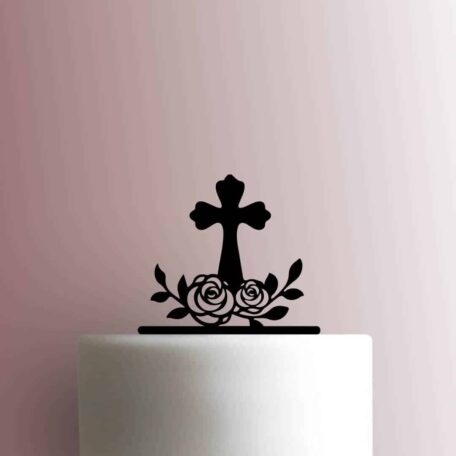 Cross with Roses 225-B291 Cake Topper