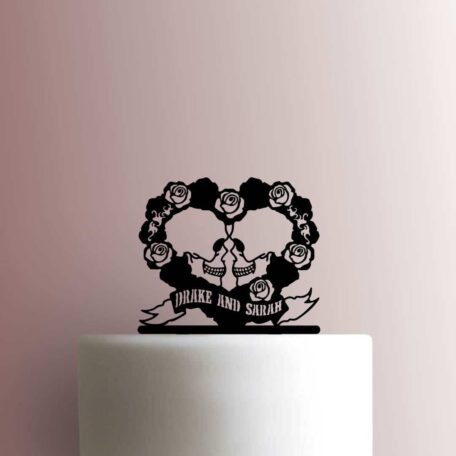 Custom Skull Heart Names 225-B338 Cake Topper