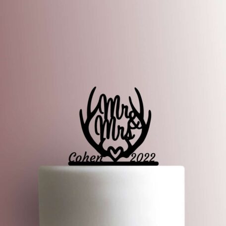 Custom Wedding Antlers Name and Year 225-B363 Cake Topper
