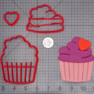 Cupcake with Heart 266-H921 Cookie Cutter Set